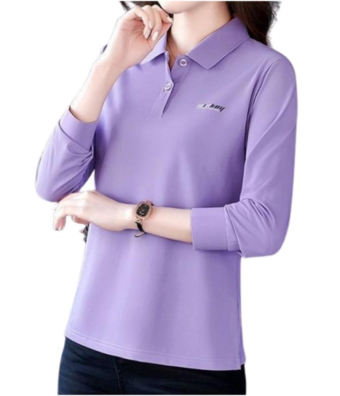 [エムシング] ポロシャツ 長袖 トップス 襟付き 通気性 スポーツ ゴルフウェア ゆったり レディース 春 夏 秋