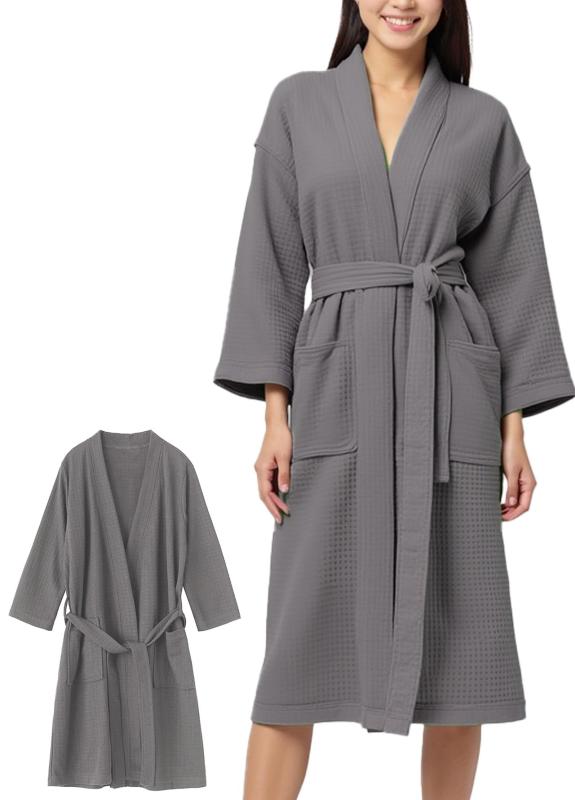 [ジェンマプラス] 【柔らかな着心地x軽量速乾】 バスローブ レディース 薄手 ワッフル生地 bath robe ママ ワンオペ 風呂上がりに着る服 部屋着 ルームウェア ガウン エステガウン ホテル ロ