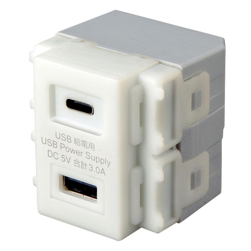 Rakuten - サンワサプライ 埋込USB給電用コンセント (TYPEC搭載) TAP-KJUSB1C1W