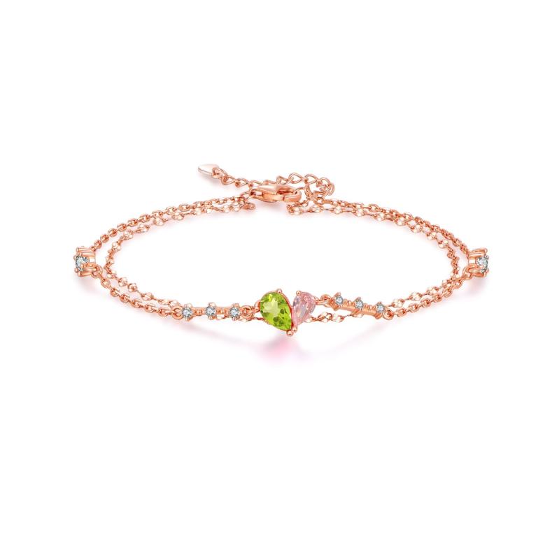 Free bird ハート ブレスレット レディース 「愛の象徴」 シルバー 925 金属アレルギー対応 誕生石 ブレスレット 2連 人気 細い 誕生日 プレゼント 女性 彼女 ギフト