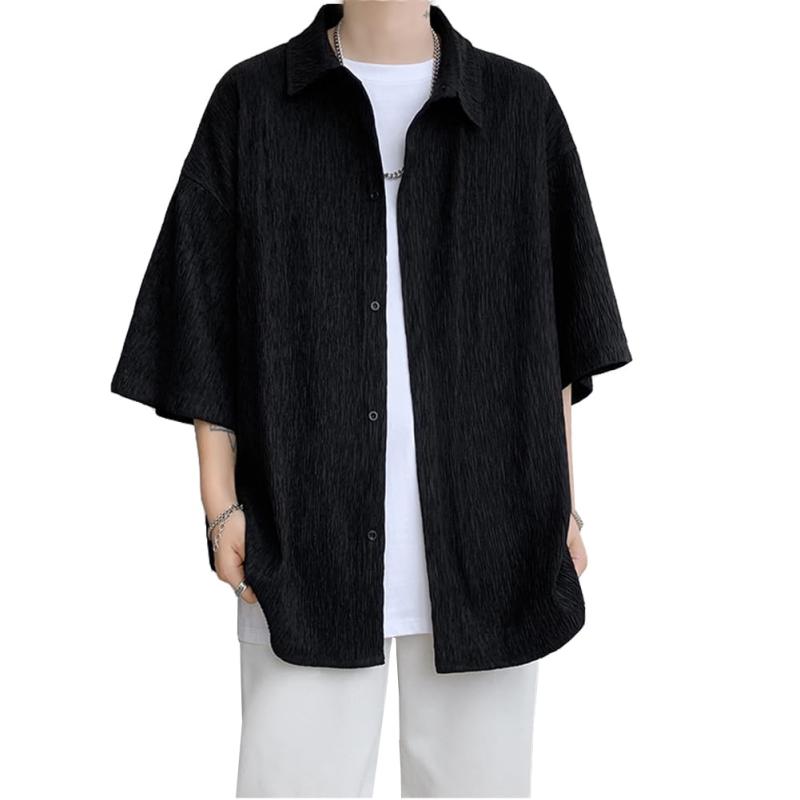 [Anzn] シャツ メンズ 夏服 半袖 大きいサイズ 無地 カジュアル 柔らかい 軽い 薄手 ゆったり メンズ tシャツ ワイシャツ 春 夏 秋 服 人気