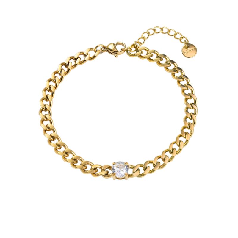 PHNIBIRD ブレスレット メンズ レディース 錆びない サージカルステンレス 金属アレルギー対応 21 cm ブレスレット 一粒ジルコニア バレンタイン ギフト ホワイトデー お返し 入学式 卒業式 調