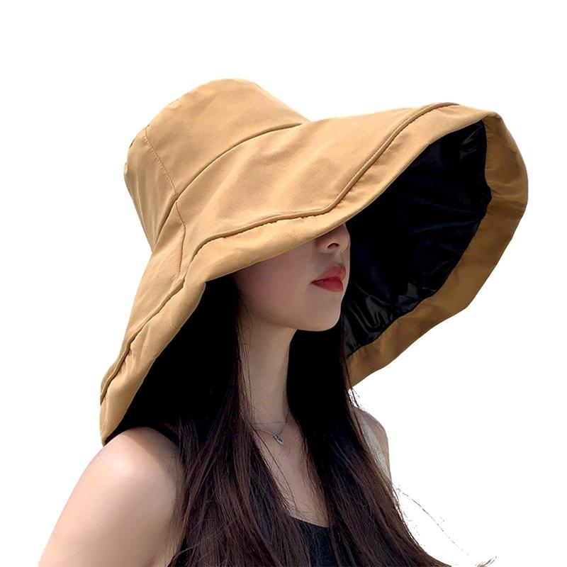 [Snmzlc] UVカット帽子 レディース 大きいサイズ 約14 cm 超広つば 完全遮光 日焼け防止 紫外線対策 通気 調整 ブラック 人気 小顔 春夏 おしゃれ 折りたたみ アウトドア 自転車 釣り 登山 アウト