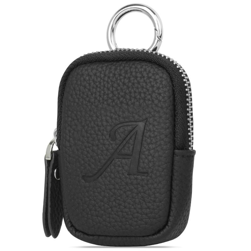 YooFa ヘッドホン小銭入れ ヘッドホン収納 イニシャル型押し レディース コインケース 通勤 おしゃれ マイクロファイバーレザー 女性 ..