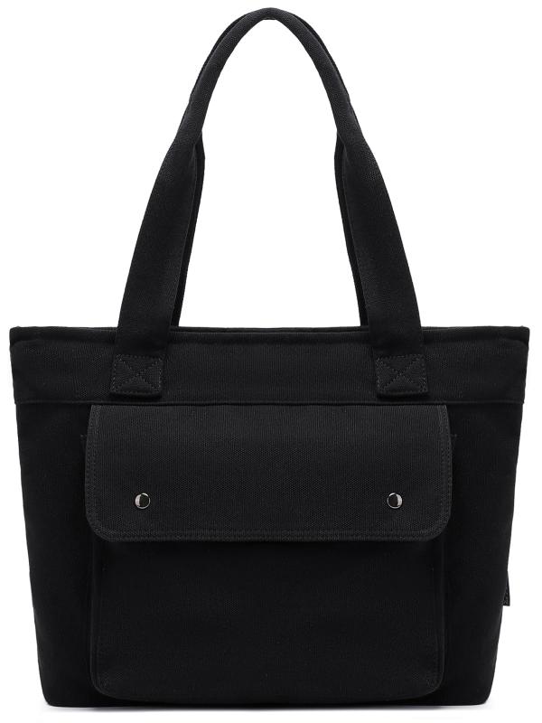 [ARIALK] 内／外側ポケットあり【ちょうどいいサイズ】 トートバッグ キャンバス コットン 無地 厚手 大容量 トートバック 一泊旅行 キャンバストート エコバッグ 帆布 肩掛け トート tote bag