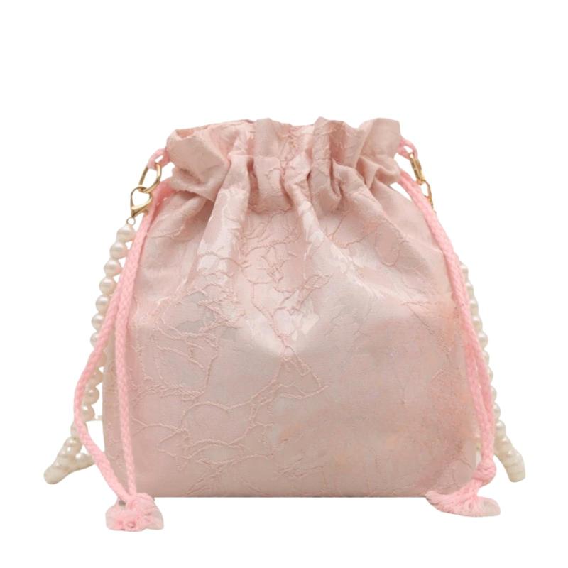 [ハルジオ] 浴衣バッグ ショルダー 袴 巾着 浴衣 巾着バッグ レディース ショルダー 巾着袋 ポーチ 小さめ ミニ 浴衣用 小物 祭り 鞄 かばん パール チェーン おしゃれ かわいい お洒落 可愛