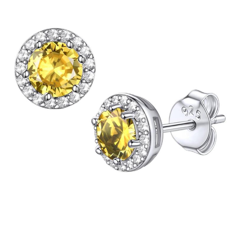 Bestyle ピアス レディース 誕生石ピアス シルバー925 金属アレルギー対応 つけっぱなし スタッド 可愛い 12ヶ月 一粒 ジルコニア 丸形 小ぶり キラキラ 誕生日 記念 プレゼント アクセサリー