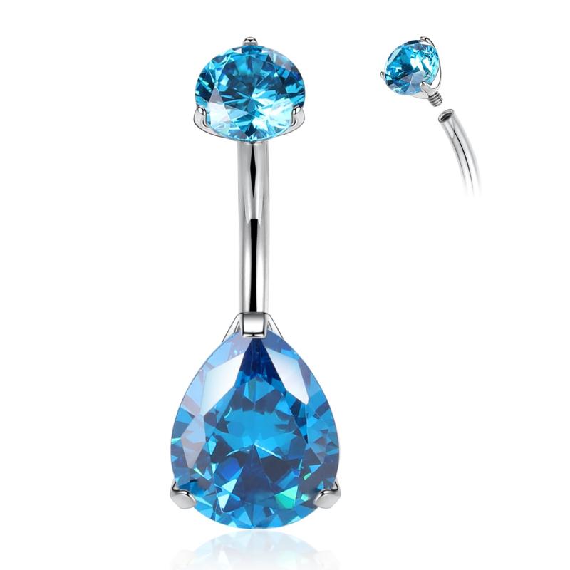 GAGABODY G23 チタン 14G へそリング 3/8インチ 10mm ベリーピアス プロングセット ダブルスパークル へそバーベル, 金属, 宝石なし