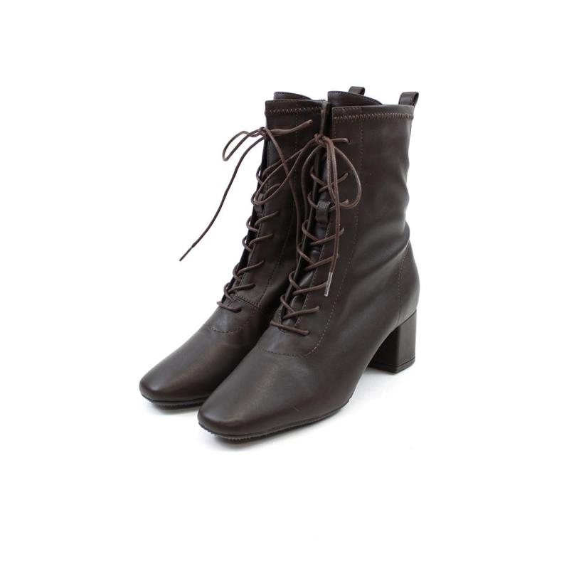 [Vivian] ブーツ レディース レースアップ 袴 5.5cm ヒール V6275AW
