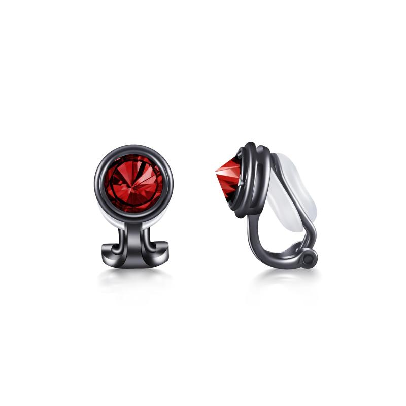 Free bird ガーネット イヤリング メンズ レディース 人気 1月 金属アレルギー対応 痛くない ノンホールピアス 男女兼用 かっこいい 日常使い 正月 バレンタイン プレゼント メンズ