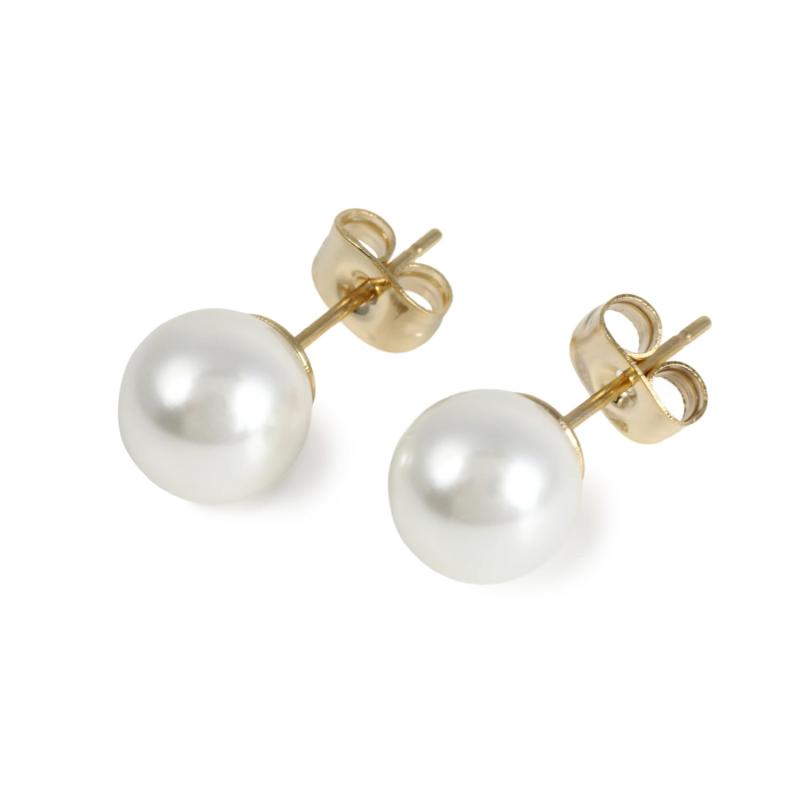 [クレインズコレクション] 日本製 磨き貝パール ピアス 選べるカラー 金属アレルギー対応 天然 真珠 シリコンパッド ケース付 ロゴ入りミニ巾着 5年 ホワイト グレー ブラック チタン