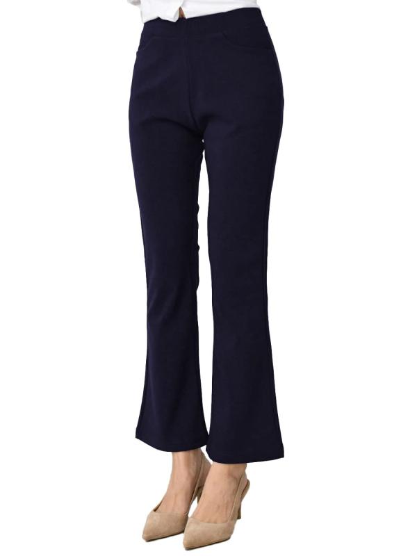 [WATAKUMO.FT] 1109レディース ブーツカット パンツ ストレッチパンツ ズボン ロング ハイウエスト ウエストゴム レディース オフィス カジュアル フレアパンツ 【OL 通勤 普段着】ストレッチ 美