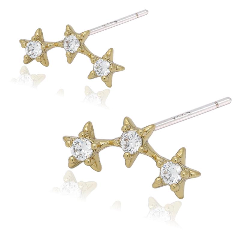 乐天商城 - [Adelina Style] 星 スター ピアス ジルコニア スタッドピアス シルバー925純銀製 両耳用
