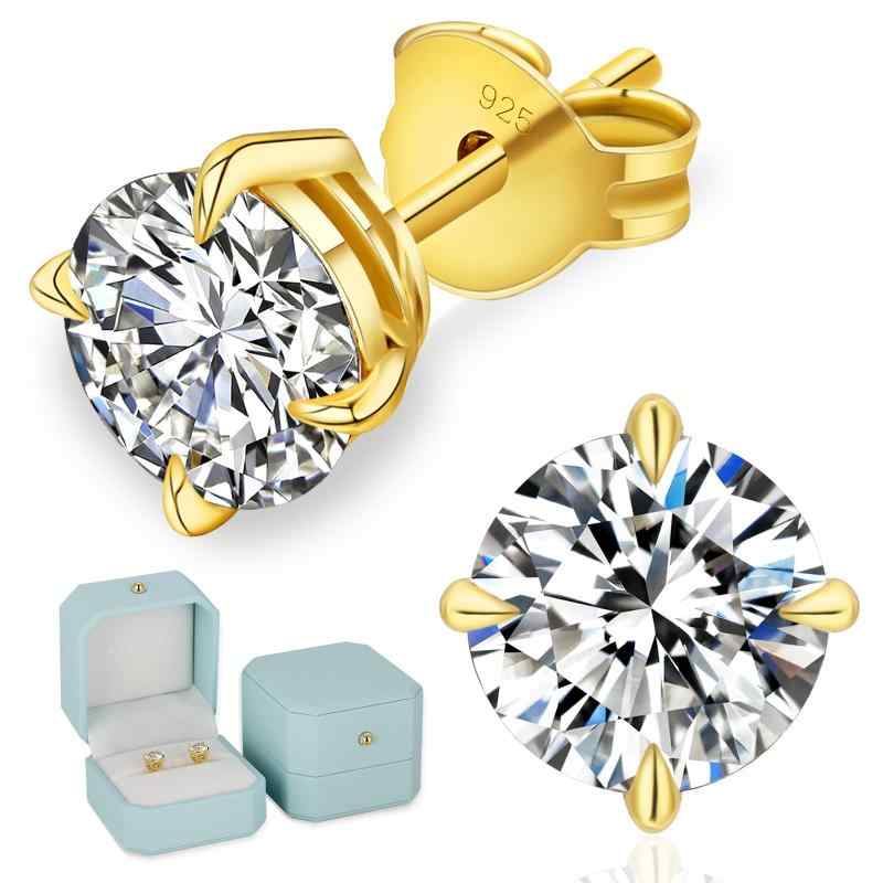 [KRKCLIFE]ピアス モアサナイト ダイヤ メンズ/レディース スタッドピアス モアッサナイト 一粒 ジュエリー アクセサリー ダイヤモンド シンプル シルバー925 金属アレルギー対応【シルバー/ゴ