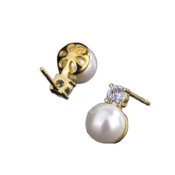 [グラムジュエリー］パール ピアス レディース 一粒ピアス ジルコニア 金属アレルギー対応 シンプル シルバー925 プラチナ ゴールド ピンクゴールド