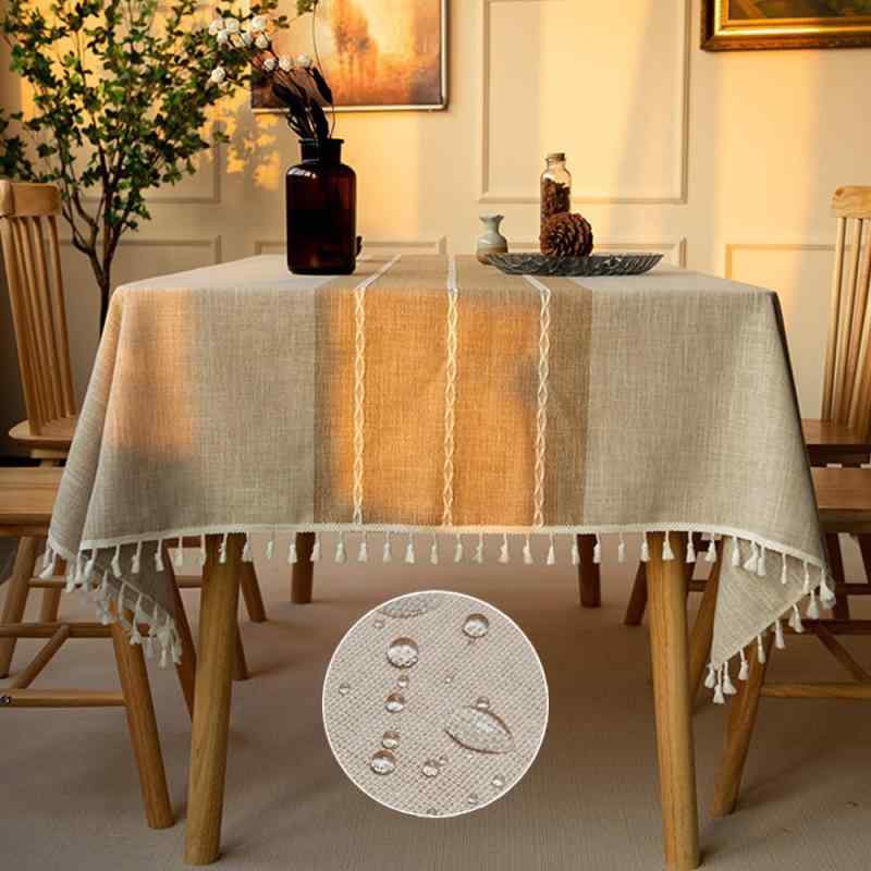 Forhomelife テーブルクロス おしゃれ 撥水加工 北欧 テーブルカバー リネン 撥水 お手入れ簡単 汚れ防..
