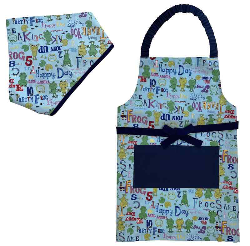 [スマイリッシュ] カエル 子供用エプロン・三角巾セット