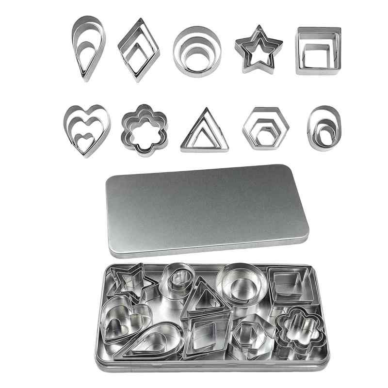 クッキー型 30個セット ステンレス クッキーカッター 丸 ハート 星 花 ビスケット 抜き型 大 中 小 お菓子作り 製菓道具 手作り DIY クリスマス 誕生日 ケース付き