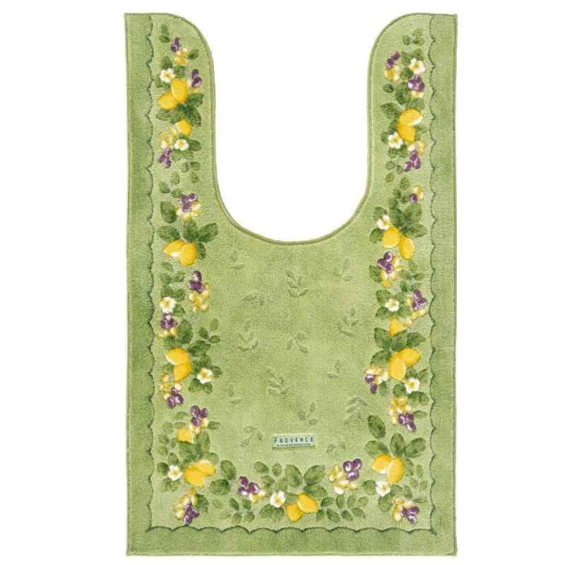 オカ(OKA) プロヴァンス シエル 耳長ロングトイレマット 約 105 cm× 63 cm グリーン (洗える おしゃれ ワイド 北欧 大判)