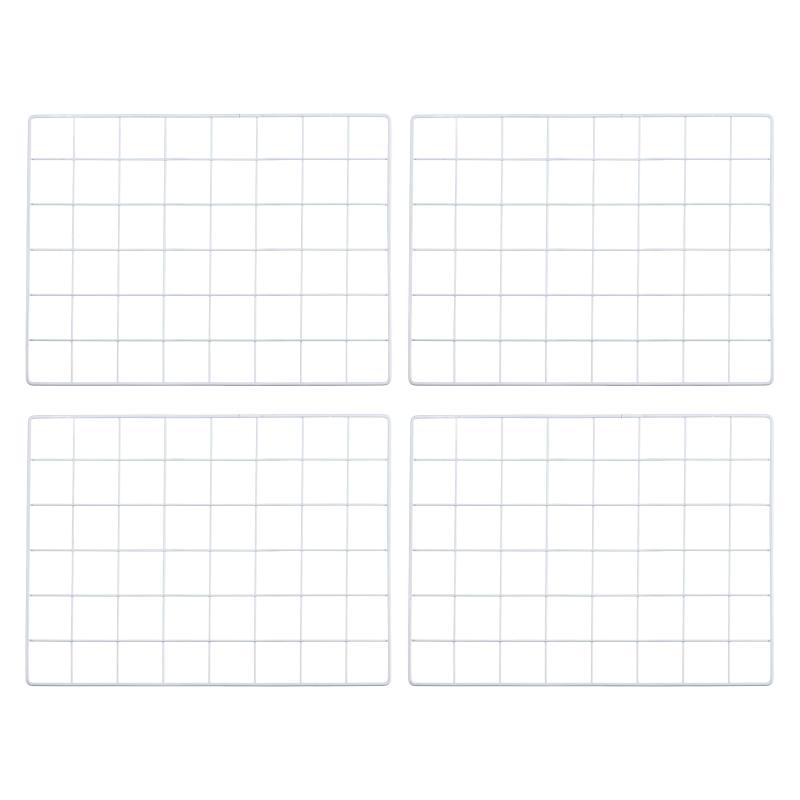 PATIKIL 16x12" ワイヤーグリッドパネル 4個セット アイアン製装飾用壁掛けグリッド 居間や寝室 写真ディスプレイホルダー ホームデコレーション用 ホワイトカラー