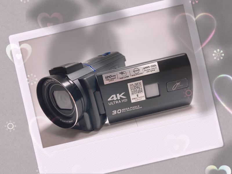 ジョワイユ JOYEUX JOY-4KDVCAM-BK ブラック 4Kデジタルマルチムービーカメラ セット[3型/タッチパネル/専用録音マイク/SDカード付/三脚スタンド