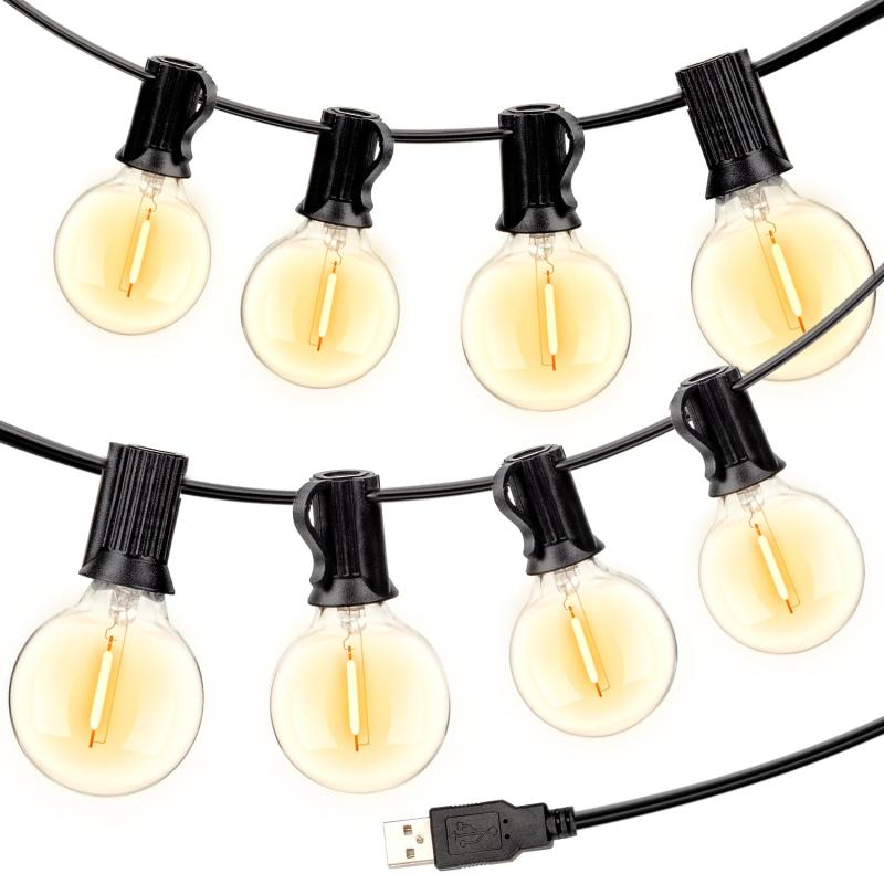 乐天商城 - ストリングライトガーデンライトG40 15m 25個LED電球 E12口金 電球色 破損しにくい 室内/屋外照明