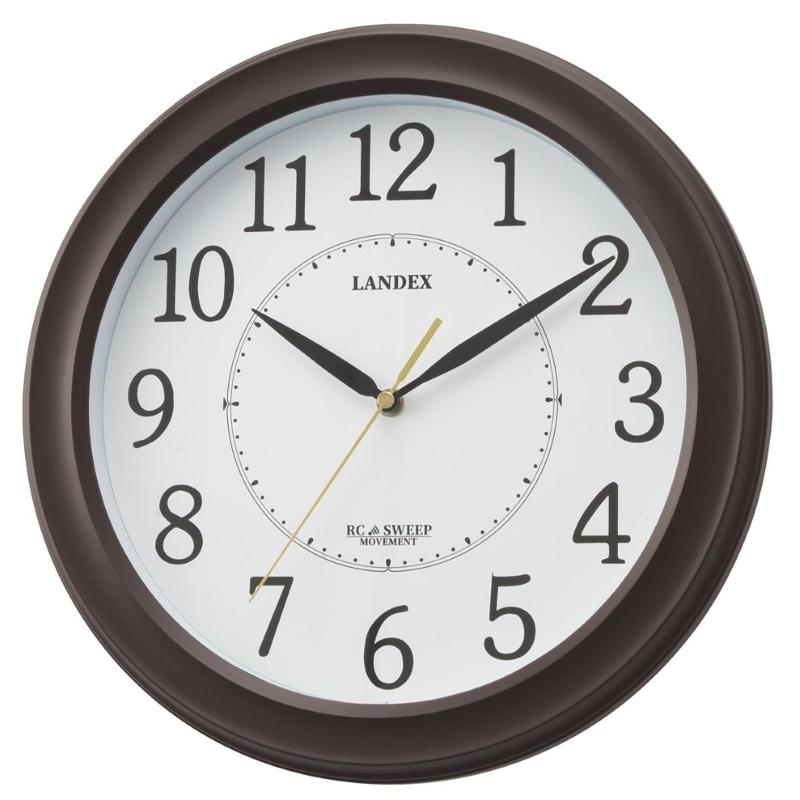 ランデックス(Landex) 掛け時計 電波時計 ダークブラウン ルームサイド アナログ 静音 連続秒針 夜間秒針停止 YW9163DBR