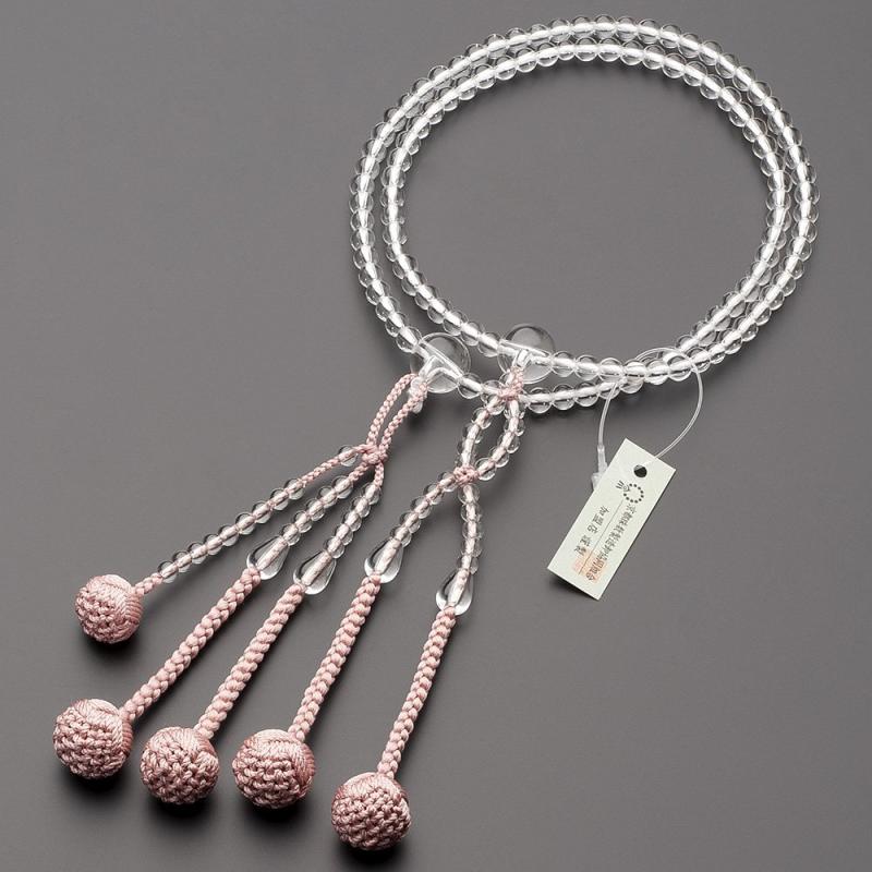 仏壇屋 滝田商店 数珠 日蓮宗 本式数珠 【女性用】本水晶 8寸 正絹華梵天房京念珠・本連数珠・二輪数珠..