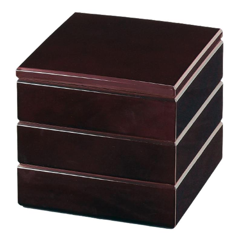 J-kitchens 重箱 3段 6.5寸 ダイヤ お重箱 溜 19.7cm x 19.7cm x 18.5cm 日本製