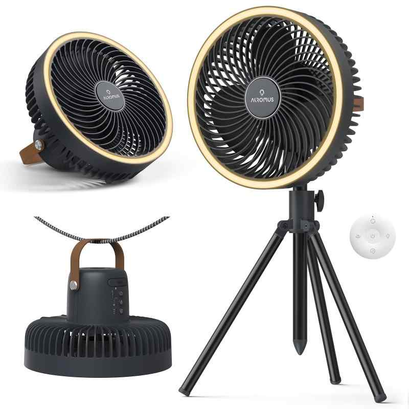アウトドア扇風機 8000mAh DCモーター USB充電式コードレス キャンプ扇風機｜120°首振り・風量4段階・リズム自然風・タイマー機能付き｜虫除け蚊取り機能・高さ調節可能・LEDライト・収納ポ