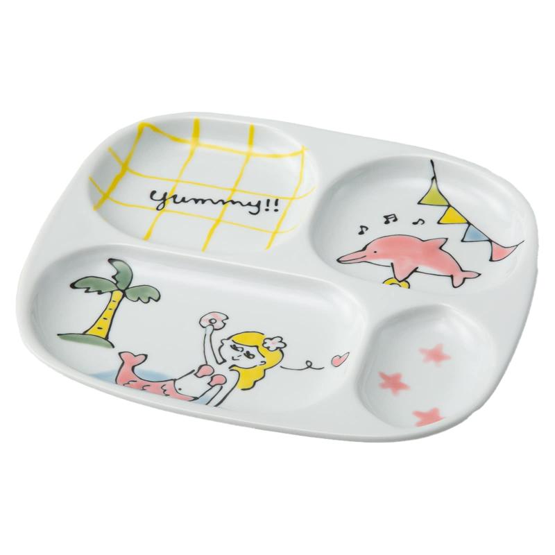 西海陶器 波佐見焼 仕切皿 仕切りプレート 皿 直径約22cm saikai×ミヤタチカ