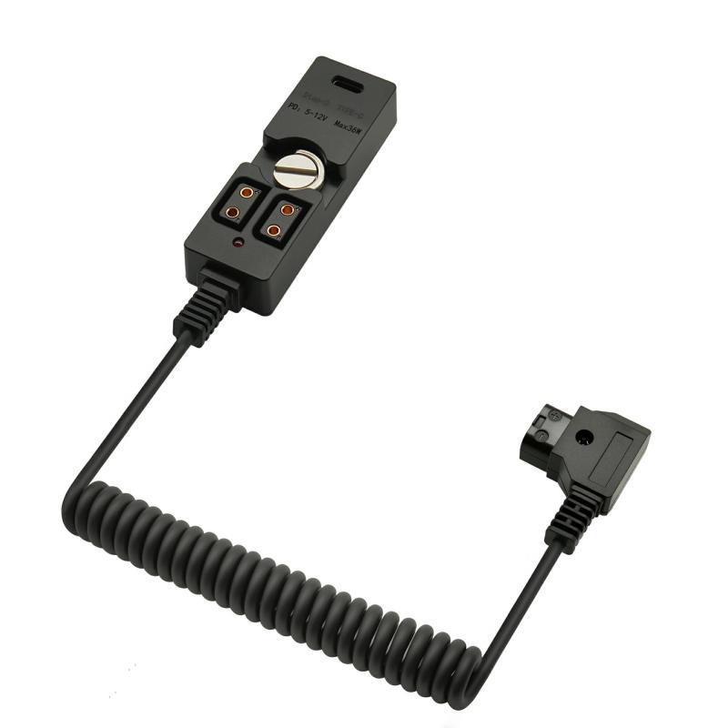 D-Tap オス - 2ポート メス スプリッター 電源ケーブル ハブ、インジケーターライトとUSB-CタイプCポート付き、Anton Bauer Vマウント、ARRI、RED、TILTA、ステディカム、IDXバッテリーに最適、59イン