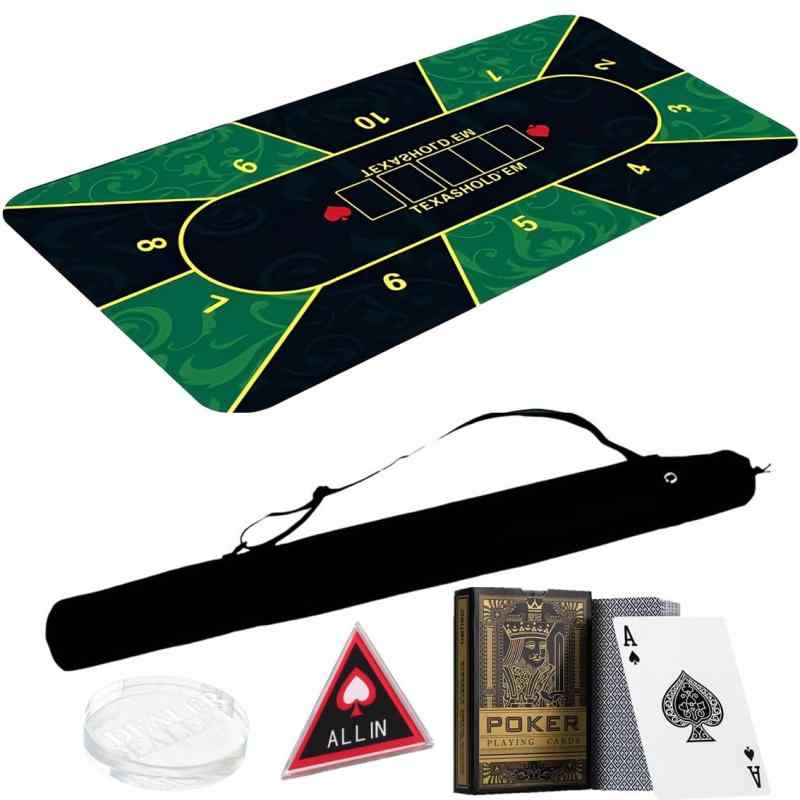 Rakuten - 【5点セット】60×120cm ポーカーマット ポーカーセット ALL IN DEALER トランプ 収容ケース