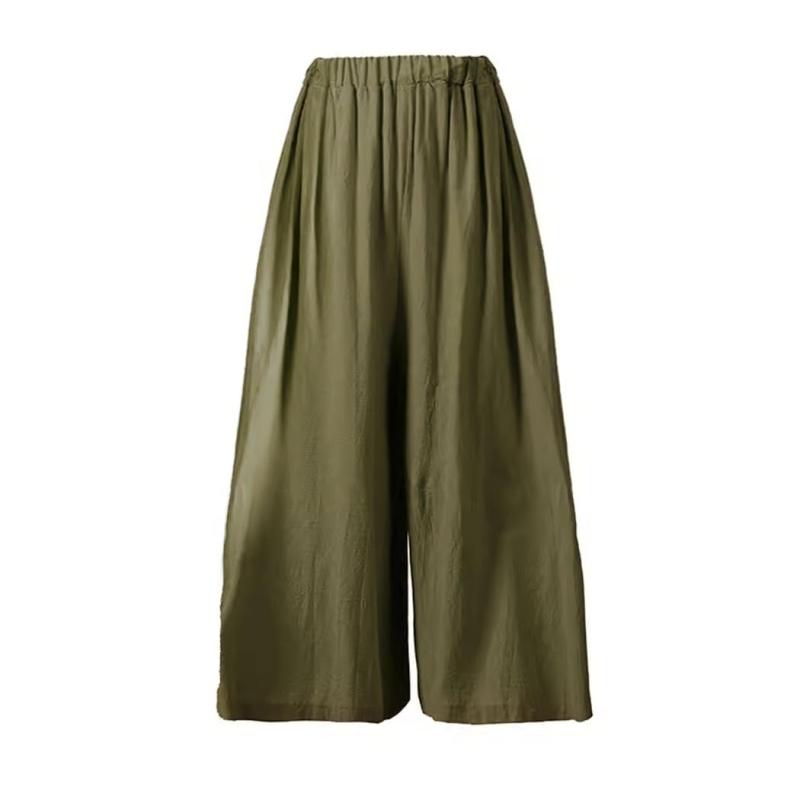 [PAFHL] ガウチョパンツ ワイドパンツ レディース 九分丈 綿麻 ゆったり ルーズ 夏 ズボン ロングパンツ クロップドパンツ