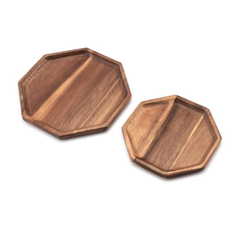 木製トレイ 木·製トレー お盆 丸 八角形 長角膳 アカシア天然木製 卓上用 ランチトレイ カフェトレイ ナチュラル ウッドトレー 和のトレー おぼん お膳 ノンスリップ ティー コーヒートレ