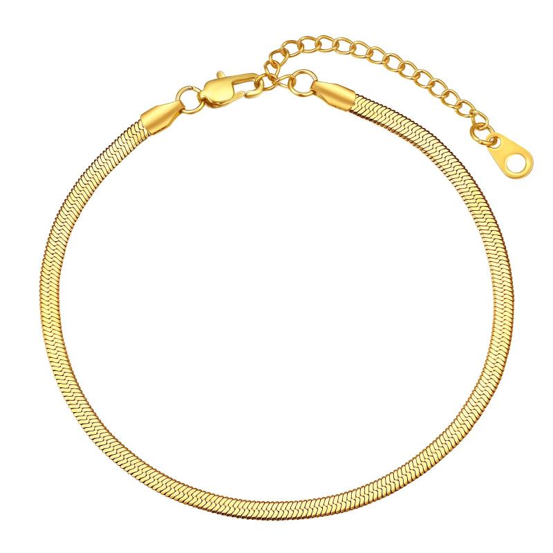 Rakuten - スネークチェーン アンクレット ブレスレット レディース サージカルステンレス アレルギー対応 幅3mm 5mm シンプル 女性 アクセサリー