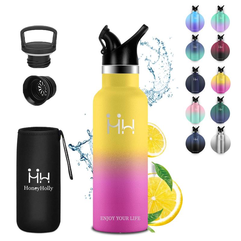 Eliciya 水筒 500ml/750ml/1000mlステンレスボトル保温 保冷 軽量トラベル ボトル 耐熱ボトル 洗いやすい 漏れ防止 スポーツボトル 外出・オフィス 学校・旅行・男の子 女の子 子供用水筒 結露防止