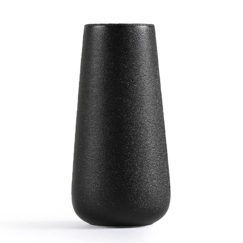 +kuRo 花瓶 フラワーベース 陶器 北欧 おしゃれ 大きい インテリア 花器 生花 ドライフラワー セラミックス お盆 仏壇 白 黒 [3]