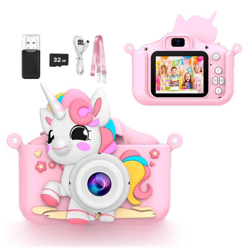 子供用おもちゃカメラ、幼児向けデジタルカメラ、3〜12歳の男の子と女の子のためのポータブルビデオデジタルカメラ、32G SDカードとUSBカードリーダー付きの子供のクリスマス誕生日ギフト
