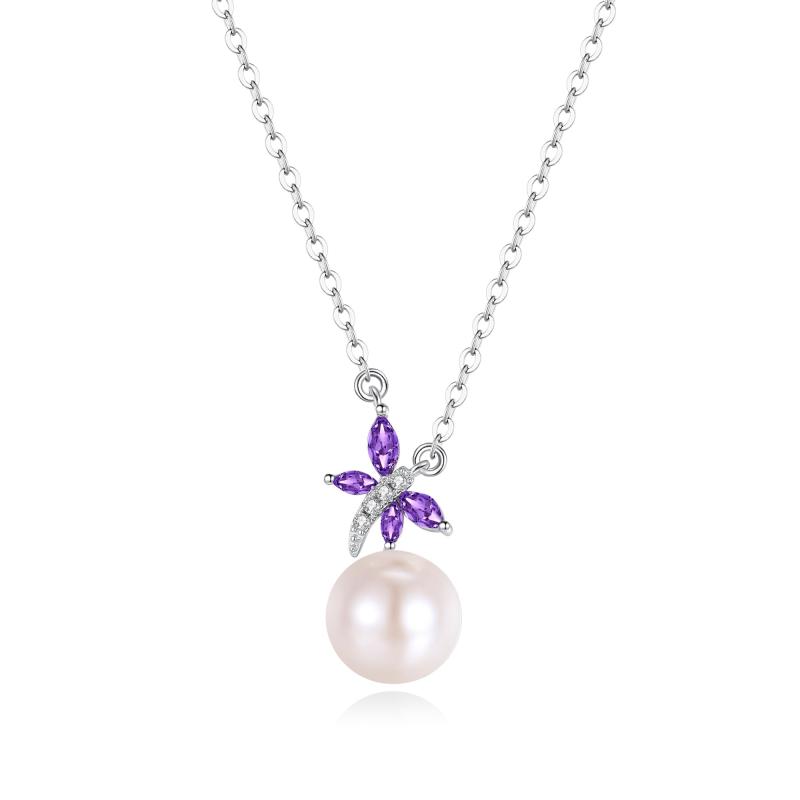 [FANCIME] 本真珠 ネックレス レディース 天然 淡水真珠 1粒 パール 7.5-8mm 花 蝶 とんぼ しずく モチーフ ブランド ご褒美 お守り 冠婚葬祭用 クリスマス 記念日 プレゼント ギフトの商品画像 2
