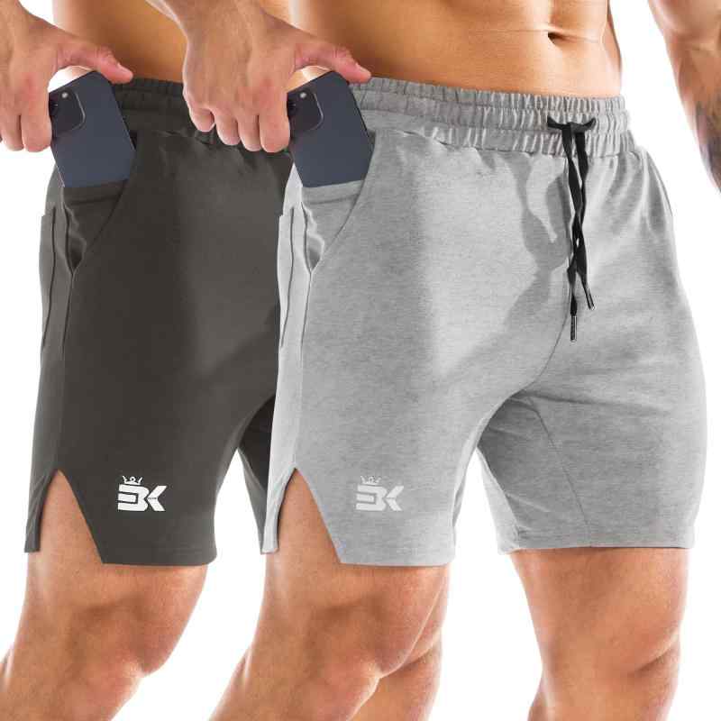 メンズ V型解放 トレーニング ハーフパンツ 2枚組 隠チャック 通気性 ショートパンツ ジム 吸汗速乾 短パン 筋トレ ポケット付き ストレッチ ランニングパンツ トレーニングウェア