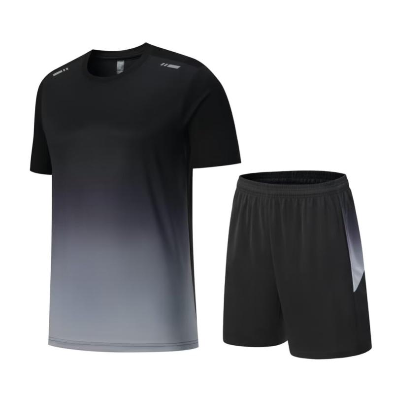 [moxixom] スポーツウェア メンズ ジャージ 上下セット 運動服 半袖 tシャツ ＋ スポーツ ハーフパンツ ランニング トレーニングウェア ジム アウトドア 吸汗速乾 無地 通気防臭 夏 部屋着(4.0)