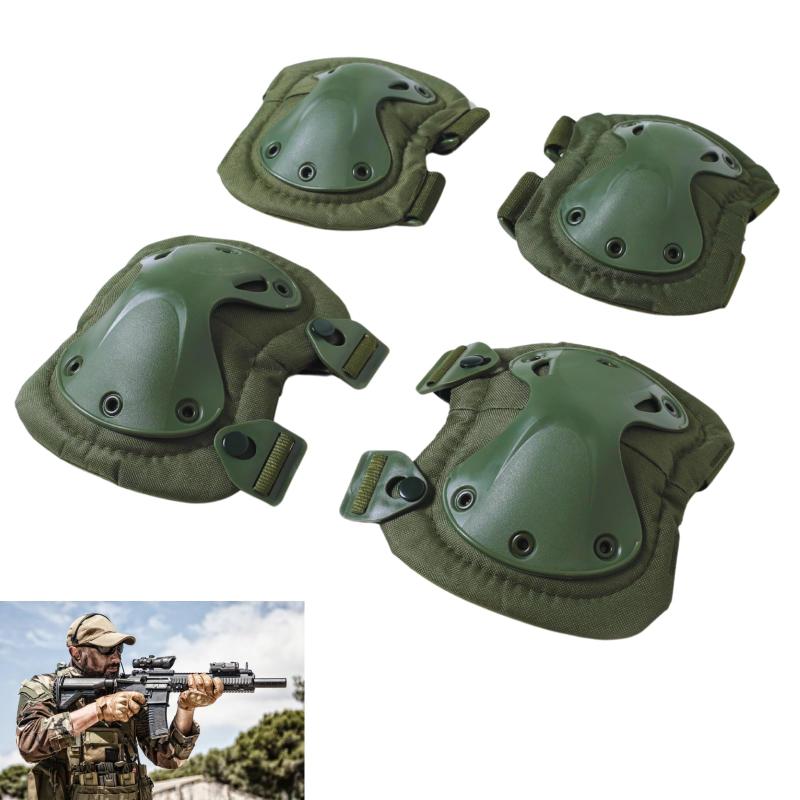 HAPPY SUGAR 膝当て 膝パッド 肘パッド ニーパッド エルボーニーパッド サバゲー プロテクター 肘膝 セット 作業用 スポーツ 装備 ニーガード 肘あて