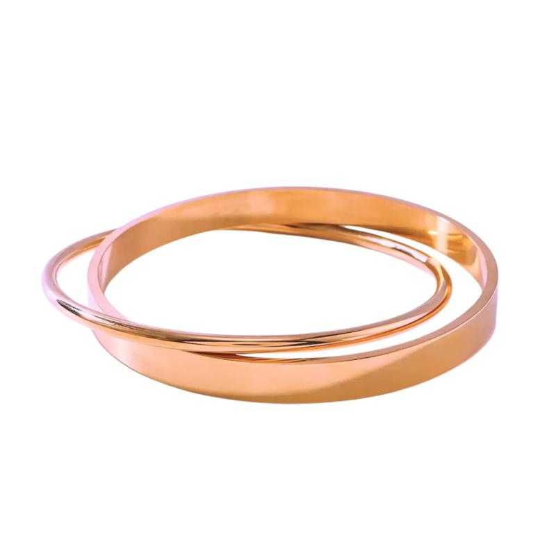 Moonstan バングル ブレスレット レディース 人気 金属アレルギー対応 サージカルステンレス 2連 ゴールド シルバー ピンクゴールド シンプル プレゼント ギフト