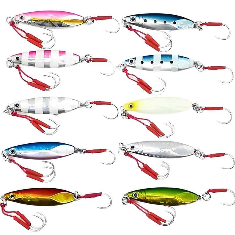 OHF メタルジグ セット 10g 15g 20g 30g 40g スロー ジギング アシストフック付き 10個セット