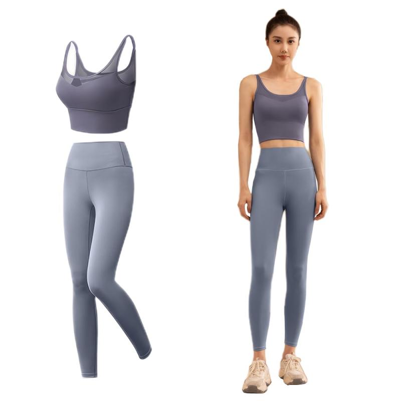 [Karsaer] ヨガウェア上下セット レディース スポーツウェア 細い肩紐 スリムフィット ハイウエストヨガパンツ タイツ お腹引き締め おしゃれ メッシュ背中 通気·伸縮性 吸汗速乾 トレーニン
