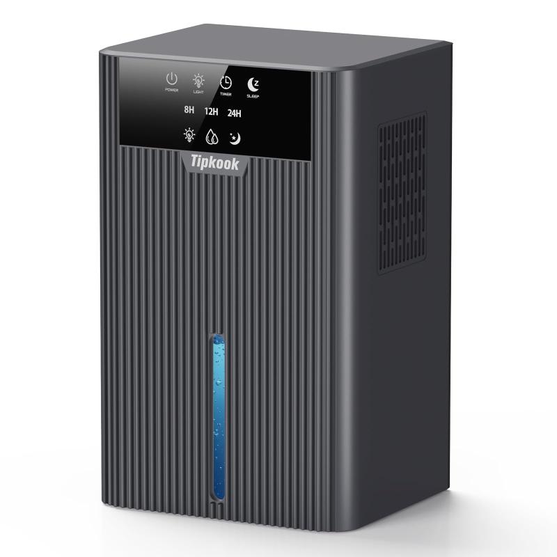 Tipkook 除湿機 小型【省エネ設計・2.4L大容量タンク】除湿器 ダブルぺルチェ式 強力除湿 8~12~24時間切タイマー 満水自動停止 10色LEDライト 静音除湿 自動除霜機能 コンパクト湿気対策 梅雨対