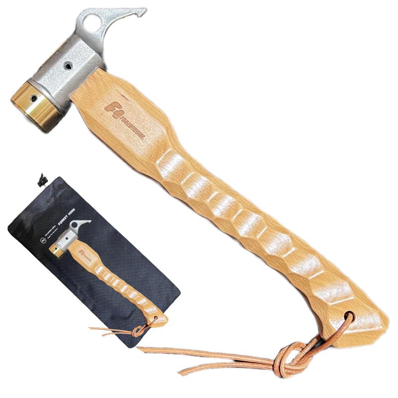 FOREST HOME ペグハンマー ハンマー 真鍮ヘッド 名栗加工ハンドル 小型 コンパクト ペグ打ち アウトドア テント設営