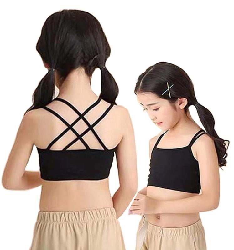 Rakuten - [InSomila] [インソミラ] 子供服 2着セット ハーフトップ タンクトップ キッズ 女の子 ダンス ヒップホップ スポーツ インナー 小学校 重ね着 キャミソール 黒