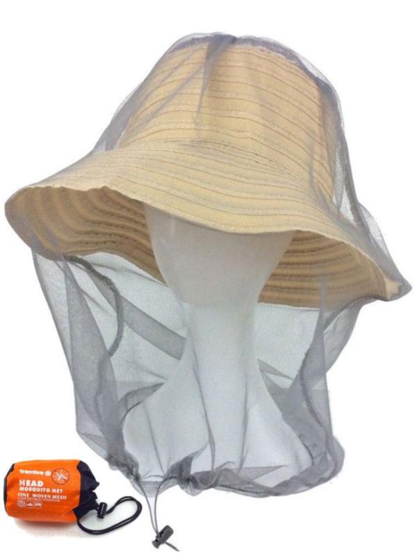 【trentiva] 虫除け防虫ネット 収納サック付き 帽子の上から被るタイプ 紫外線対策 園芸 農作業 釣り ハイキング アウトドア ガーデニング